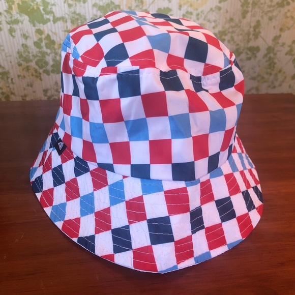 Accessories - Chillmeister Hat One Size‎ Red White Blue Checkered Americana Bucket Stretchy